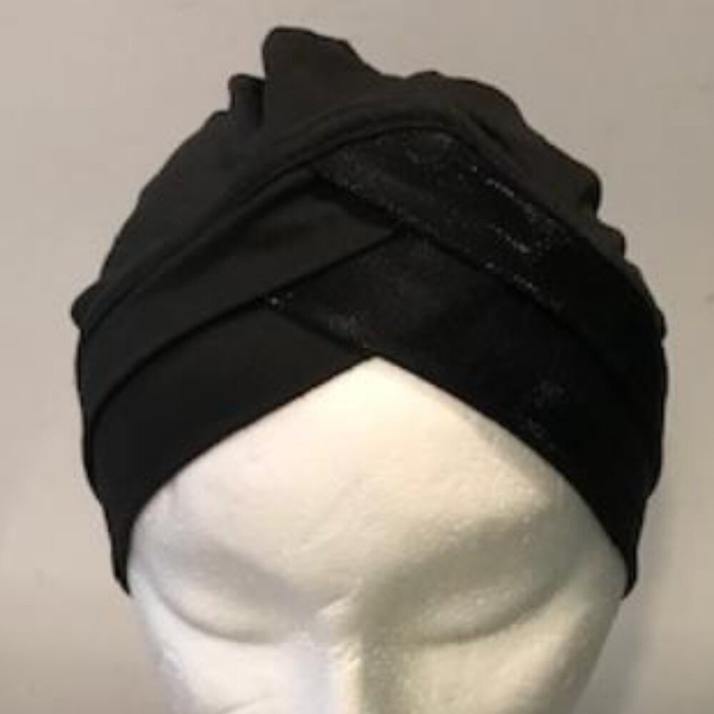 Hollywood Style Instant Turban Cap Black